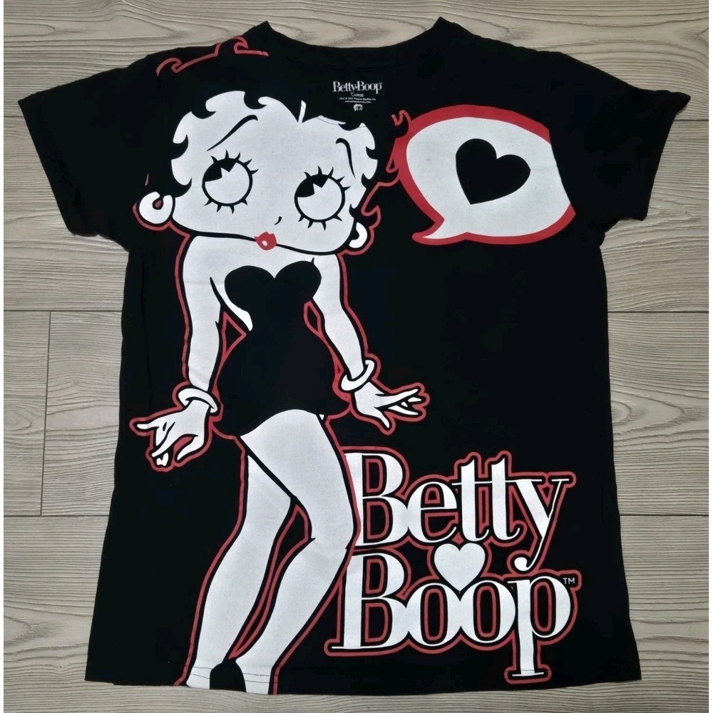 Betty Boop AOP Shirt Size Large Black Cartoon Animation